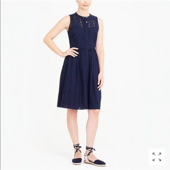 J. Crew Eyelet Shirtdress Sleeveless Navy blue, XS - Picture 6 of 10